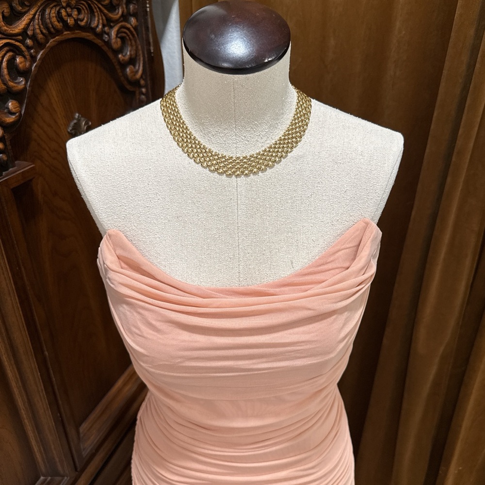 Oh Polly Strapless Peach Dress